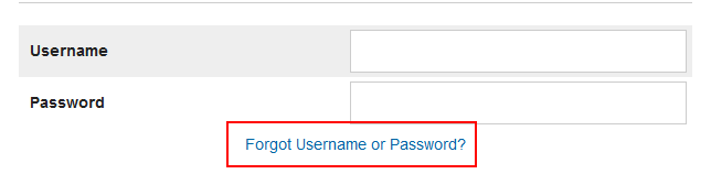 Forgot Username or Password